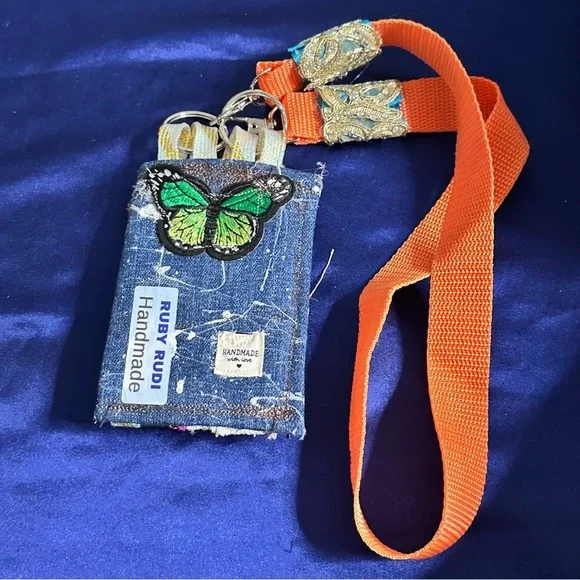 Handmade Boho Necklace Purse Fabric Wallet Beaded Fringe Artisan Signed - Picture 3 of 12